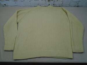 Vintage 60s Ideal Chunky Sweater Yellow Crew Ribbed Size XL Cotton